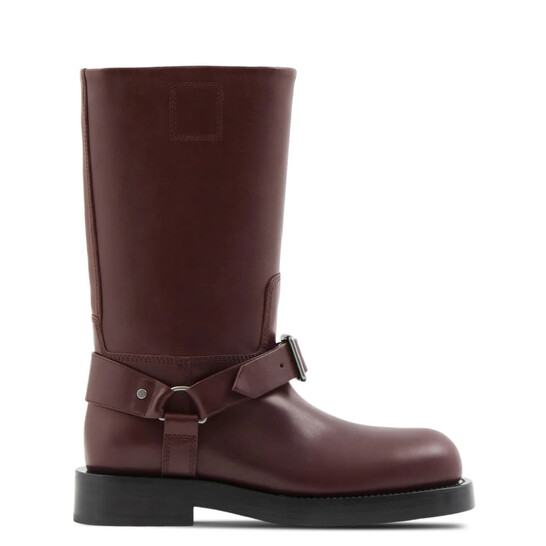 Burberry Saddle Buckled Leather Boots, Brand Size 36 (US