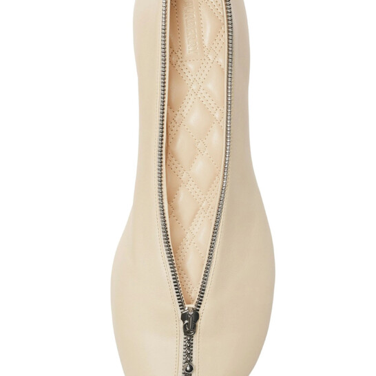 Burberry Sadler Zip Leather Ballerina Shoes, Brand Size 37