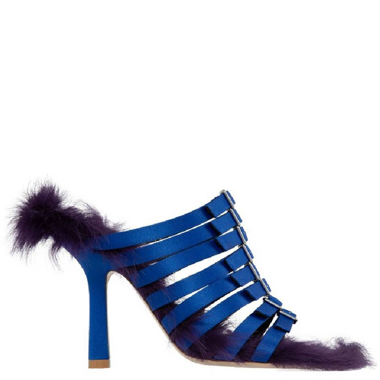 Burberry Satin Feather Square Toe Sandals, brand size 35 (US