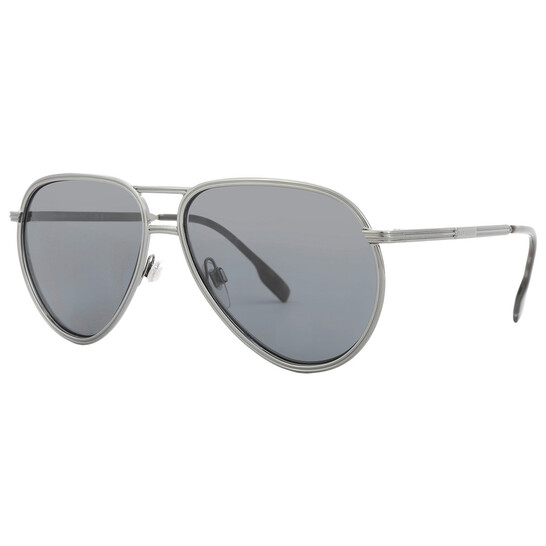 Burberry Scott Polarized Dark Grey Pilot Men's Sunglasses