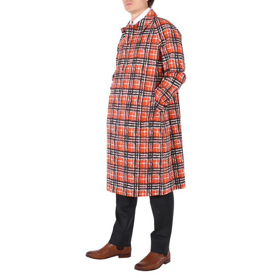 Burberry Scribble Check Cotton Car Coat In Bright Military