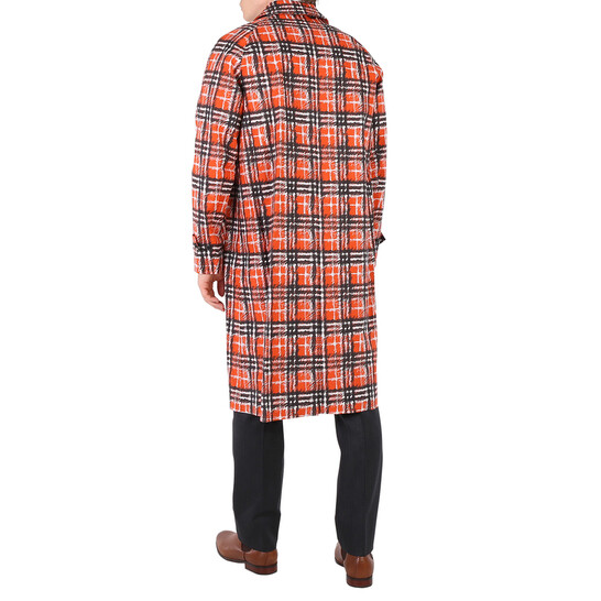 Burberry Scribble Check Cotton Car Coat In Bright Military