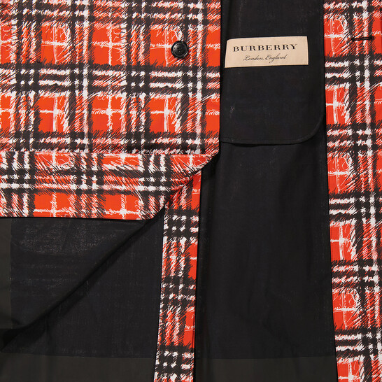 Burberry Scribble Check Cotton Car Coat In Bright Military