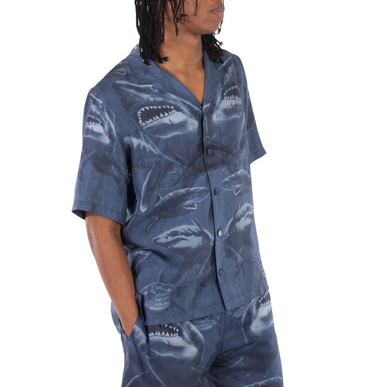 Burberry Shark Print Short Sleeve Shirt, Size XX-Small 8067833