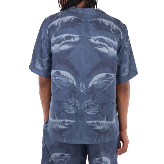 Burberry Shark Print Short Sleeve Shirt, Size XX-Small 8067833