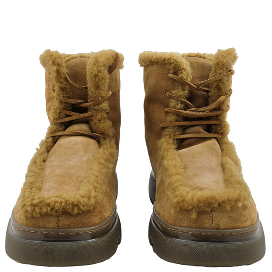 Burberry Shearling-Trim Suede Creeper Boots, Brand Size 44.5  display picture 3
