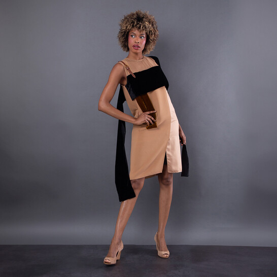 Burberry Silk And Velvet Strap Detail Dress, Brand Size 2