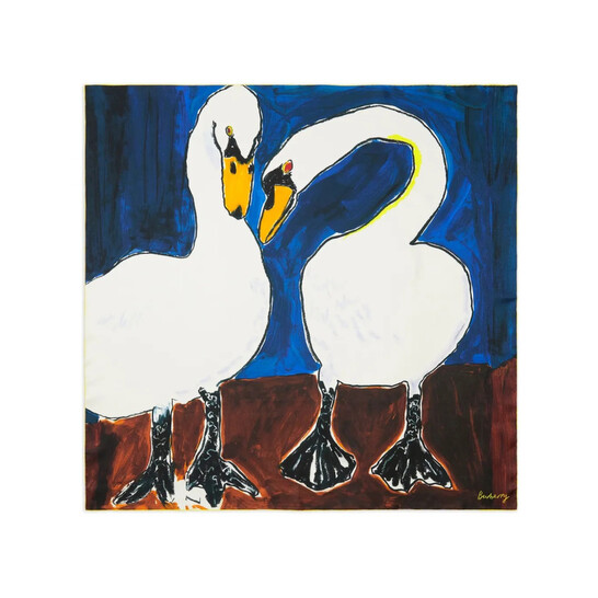【BURBERRY】MINI SWAN SLT シルクスカーフ Burberry Silk Swan Print Scarf 8079875 5045704778058 - Jomashop