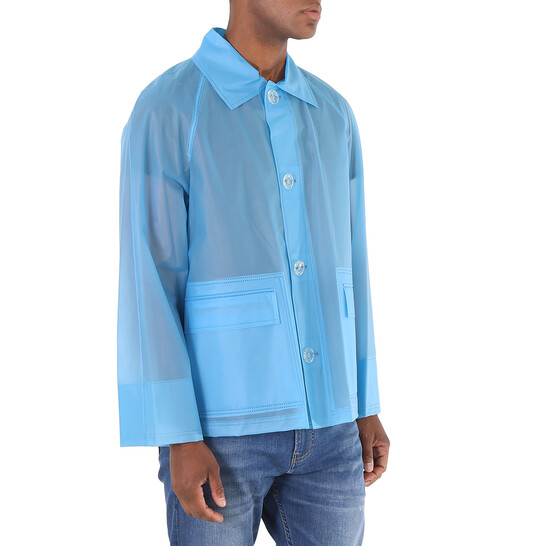 Burberry Sky Blue Soft-touch Plastic Jacket, Brand Size 44