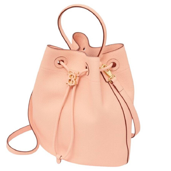 Burberry Small Monogram Drawstring Leather TB Bucket Bag