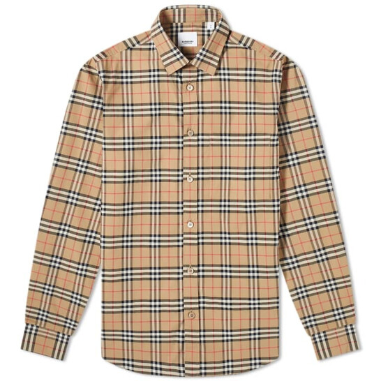 Burberry Small Scale Check Stretch Cotton Long-sleeve Shirt, Size