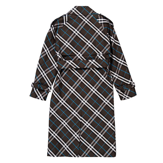 Burberry Snug Check-Print Long Trench Coat, Brand Size 6 ( US Size