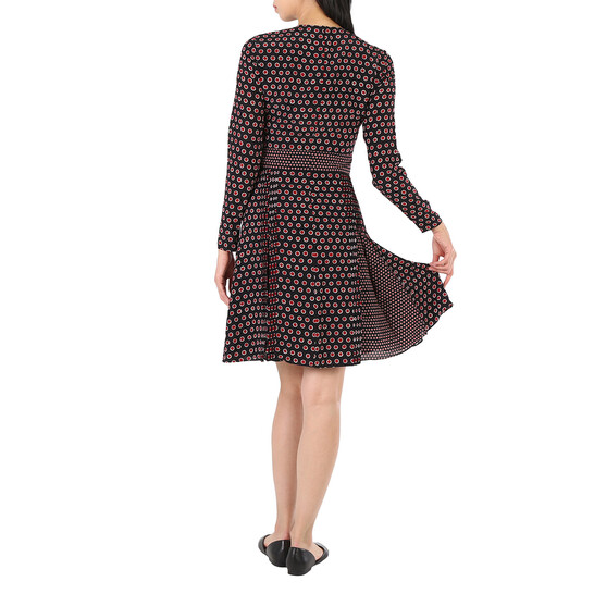 Burberry Spot Print Long-sleeve Silk Dress, Brand Size 4 (US