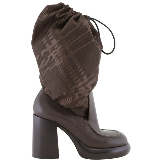 Burberry Square-Toe Check-Print Boots, Brand Size 36 ( US Size 6