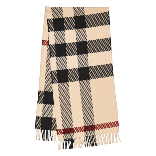 マフラー・ストール Burberry SS24 Check scarf (8079240 STONE) Burberry Stone Jumbo Check Wool Fringed Scarf 8079240