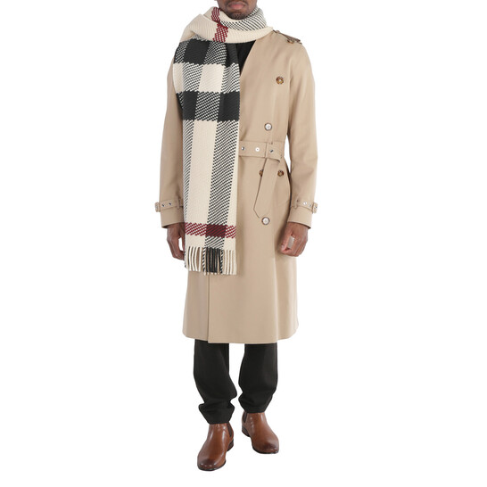 マフラー・ストール Burberry FW23 Embroidered wool scarf (8079240 A1450) Burberry Stone Jumbo Check Wool Fringed Scarf 8079240