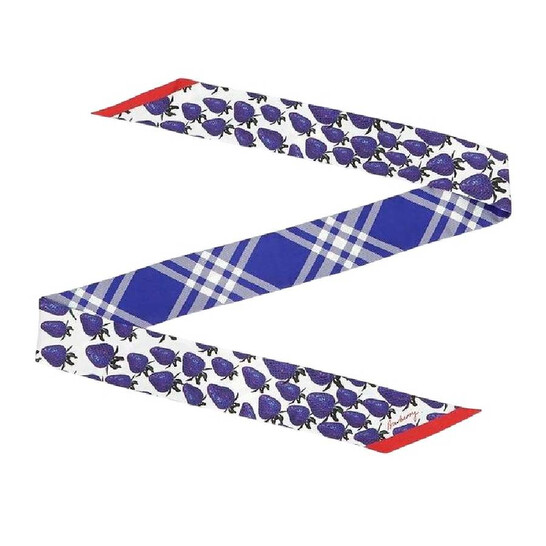【関税&送料込】Burberry Twill Foulard Burberry Strawberry Check Reversible Silk Scarf 8088226