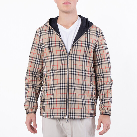 Burberry ジャンパー Cropped Reversible Check Hooded Jacket in Sand - Women, Nylon