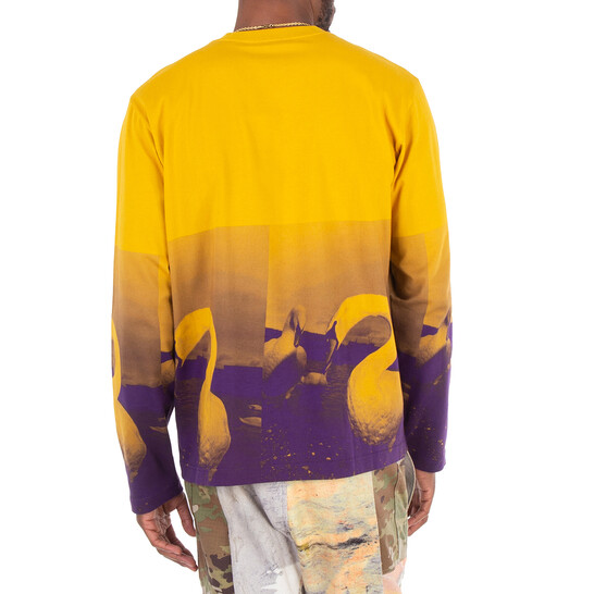 Burberry Swan Print Long-Sleeve Football T-Shirt, Size X