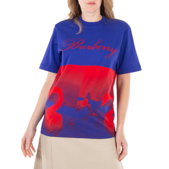 Burberry Swan-Print Crew Neck T-Shirt, Size Small 8077820