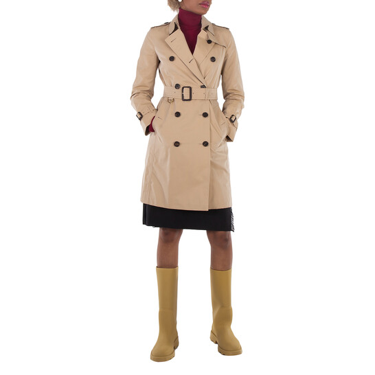 【関税・送料込み】Burberry The Kensington Long Trench Coat Long Kensington Heritage Trench Coat in Honey - Women