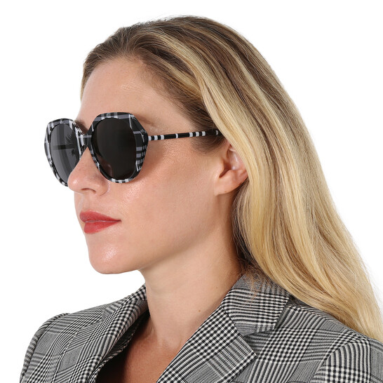 Burberry Vanessa Dark Grey Geometric Ladies Sunglasses BE4375F 400487 57. Burberry BE4375F Vanessa XL (57 - 18) with Grey lenses and  main image 4