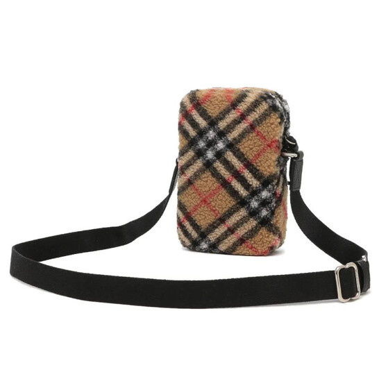 Burberry Vertical Check-Pattern Fleece Crossbody Bag 8078299