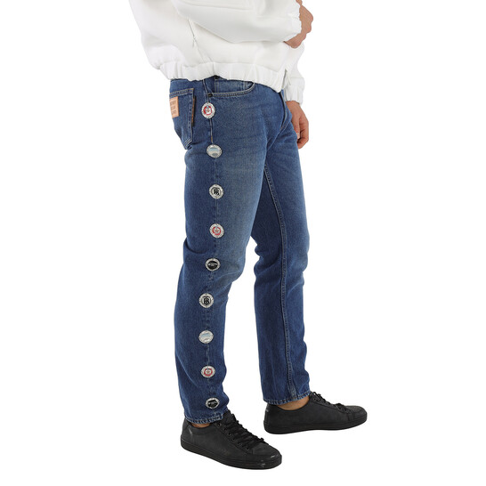 Burberry Vintage Blue Straight Leg Cotton Denim Jeans, Waist