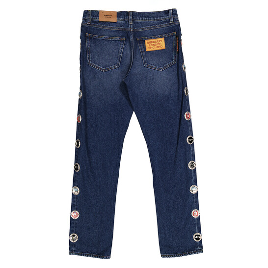 Burberry Vintage Blue Straight Leg Cotton Denim Jeans, Waist