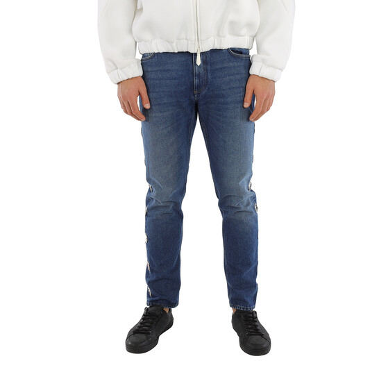 Burberry Vintage Blue Straight Leg Cotton Denim Jeans, Waist