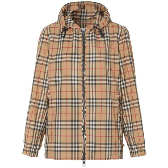 Burberry Vintage Check Drawstring Hooded Jacket, Brand Size