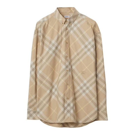 Tシャツ・カットソー Burberry SS24 Check shirt (8082194 FLAX) Burberry Vintage Check Pattern Cotton Shirt, Size X-Large