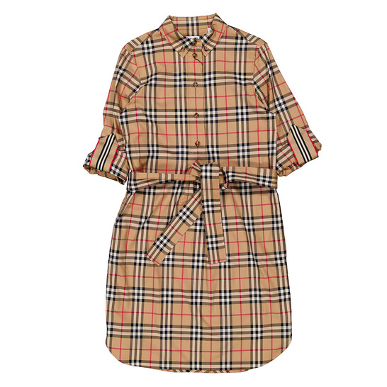 Burberry Vintage Check Tie-Waist Shirt Dress, Brand Size (US