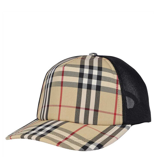 帽子・その他 Burberry HAT (8110771 C2981) Burberry Vintage Check Trucker Hat In Beige, Size Medium