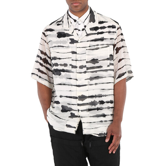 Burberry Watercolour Print Double-layered Shirt, Size Small