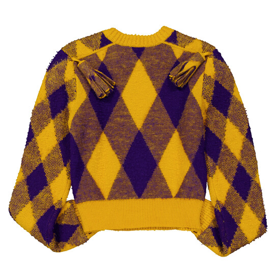 Burberry Wool Argyle Sweater With Check Pattern, Size Small