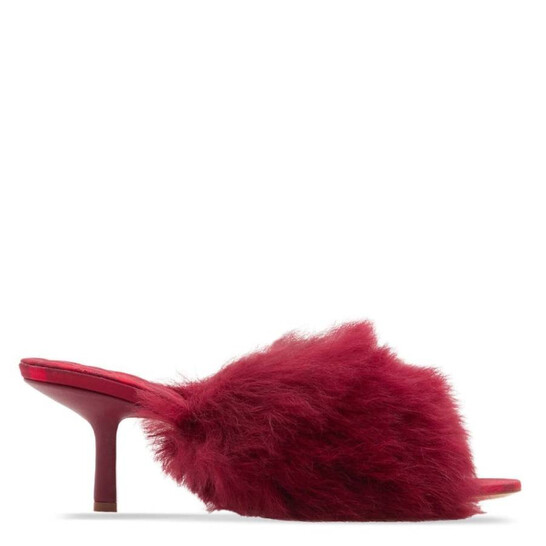 Burberry innie 65MM Heel Open-Toe Shearling Sandals, Brand