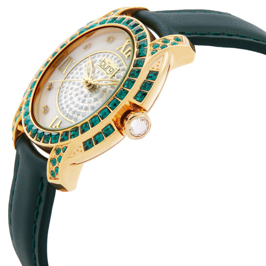 Burgi Mother Of Pearl Dial Green Crystal Ladies Watch BUR156GN - 546x546 Image #2