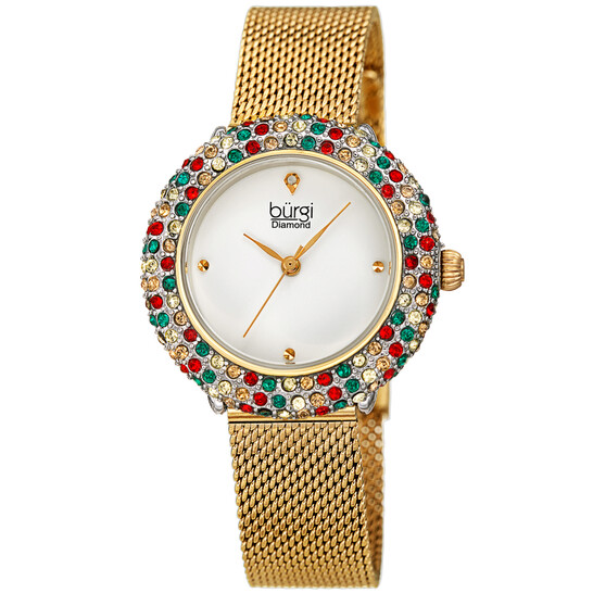 Burgi Quartz Diamond Silver Dial Ladies Watch BUR258YG  display picture 1