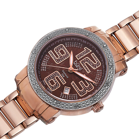 Burgi Rose Gold-tone Stainless Steel Diamond Bezel Ladies Watch BUR091RG - 546x546 Image #2