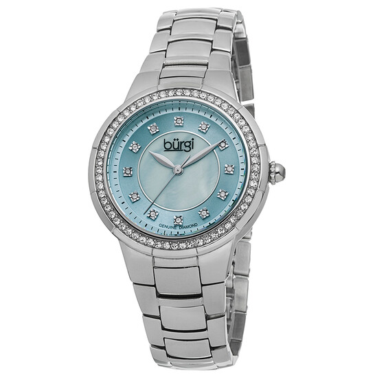 Burgi Blue Mother of Pearl Diamond Dial Ladies Watch BUR093BU - 546x546