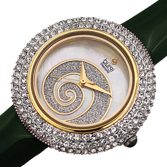 Burgi Swirl Quartz Crystal White Dial Ladies Watch BUR209GN - 546x546 Image #2