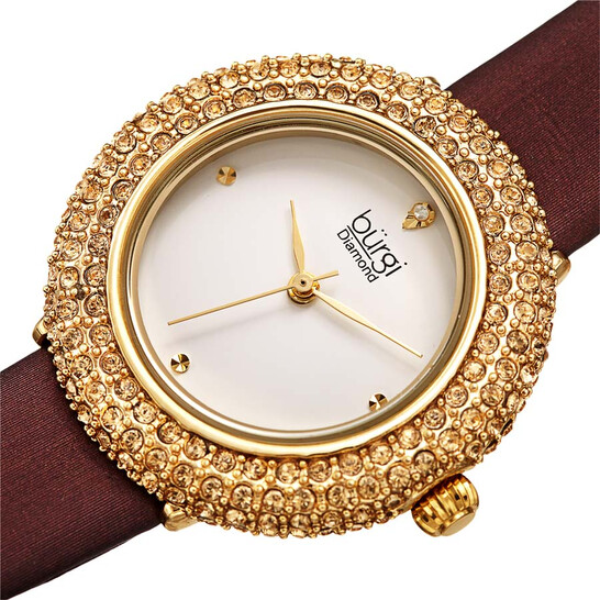 Burgi Diamond White Dial Brown Satin Ladies Watch BUR227BR - 546x546 Image #2