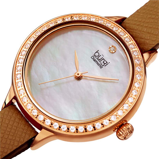 Burgi Diamond White Mother of Pearl Dial Ladies Watch  display picture 3