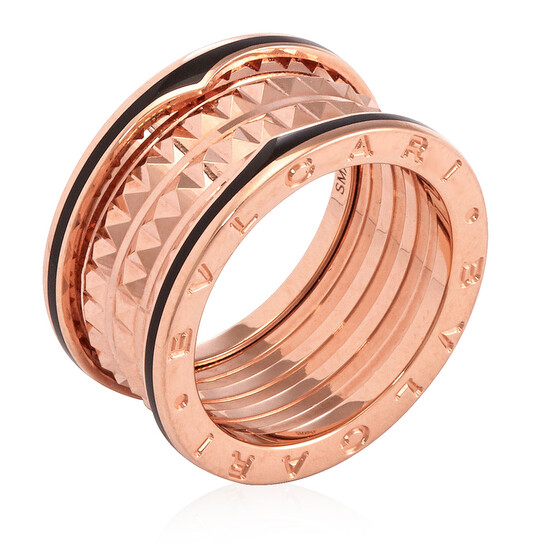 Bvlgari 18k Rose Gold Rock Four-band Ring, Size 56 357958