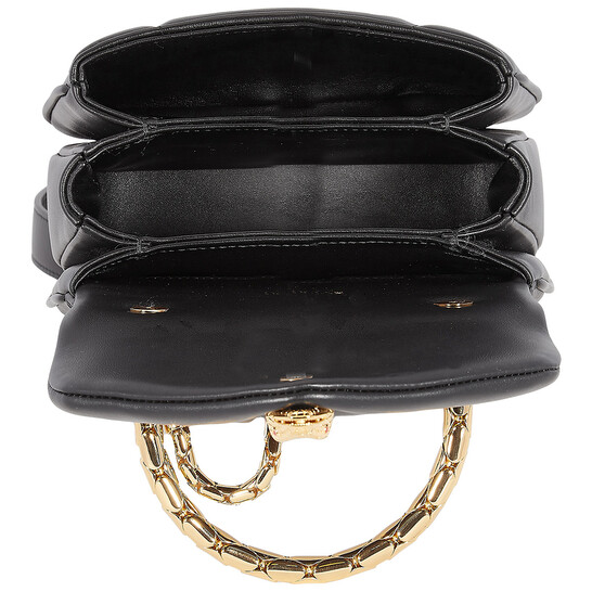 Bvlgari Black Serpenti Reverse Leather Top Handle Bag 292126