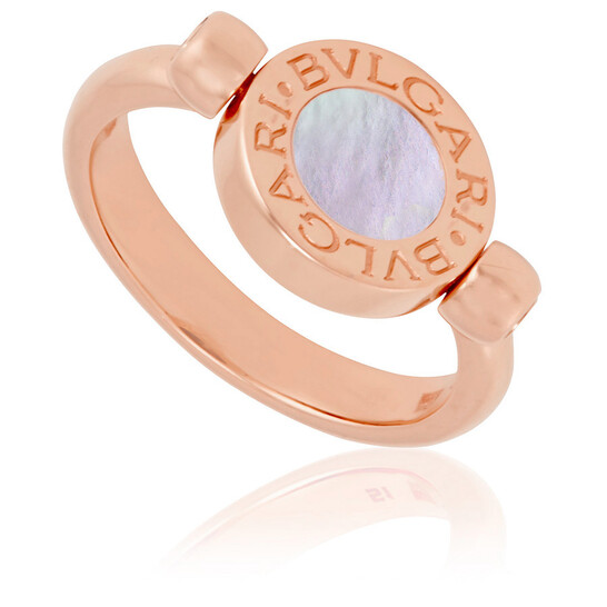 BVLGARIピンク ゴールドリング S-51 AN857422最終値下げ Bvlgari Bvlgari 18K Pink Gold And Mother Of Pearl Onyx Flip