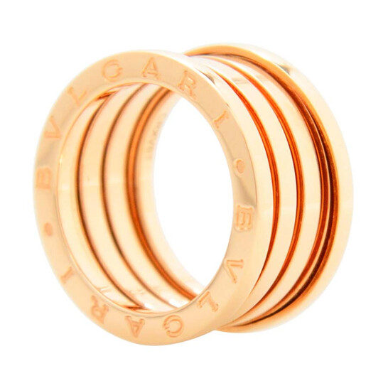 Bvlgari B.Zero1 18K Pink Gold 4-Band Ring, Brand Size 52 (US Size