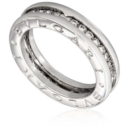 美品　BVLGARI B.ZERO1 Bvlgari B.Zero1 18K White Gold 1-Band Diamond Pave Ring
