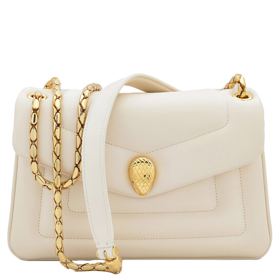 Bvlgari Ivory Serpenti Reverse Leather Shoulder Bag 292123